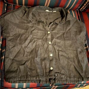 Joie Black cropped Button Down Shirt Top